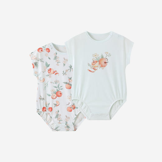 英氏婴儿家居服夏季短袖连身睡衣新生男宝宝女宝宝抗菌哈衣2件装 商品图4