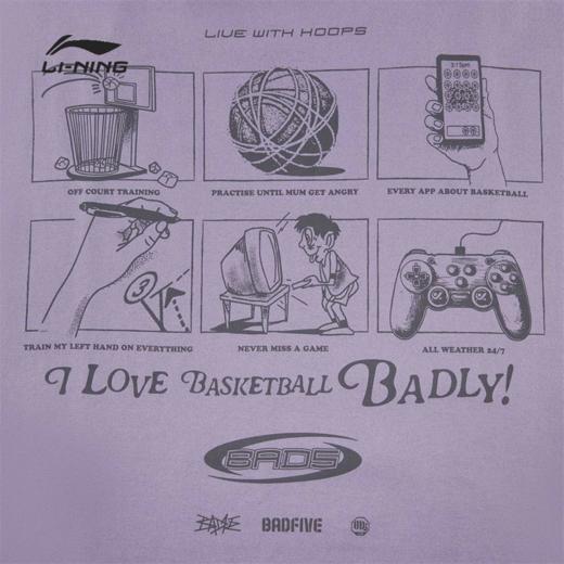 李宁反伍BADFIVE男子宽松短袖文化衫AHSW163 商品图7