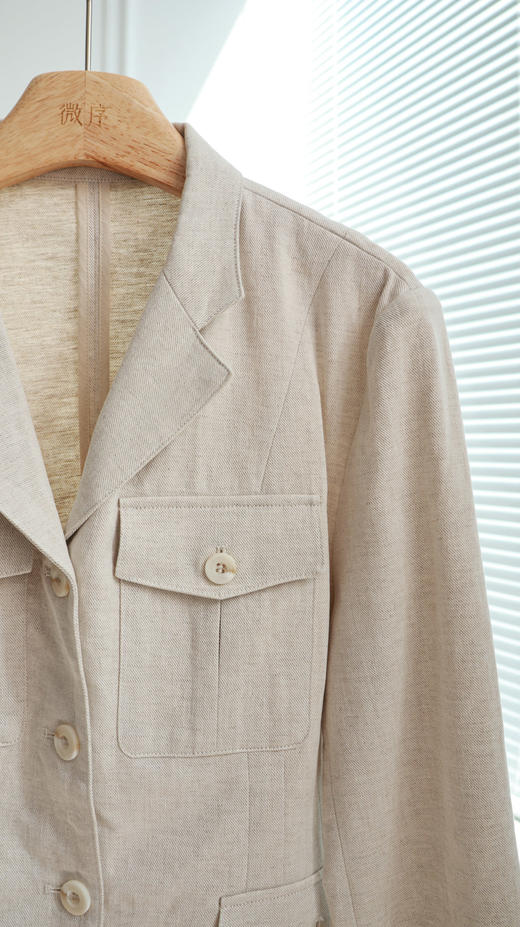 摩西旧约|简约利落收腰亚麻外套 商品图1