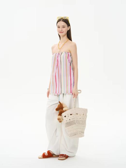 heris/H61121/彩色假日条纹 可调节抽绳设计 两穿直筒半裙抹胸上衣 商品图4