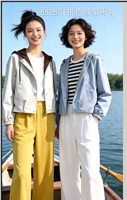 682601时尚休闲款拼色带帽夹克 商品图0