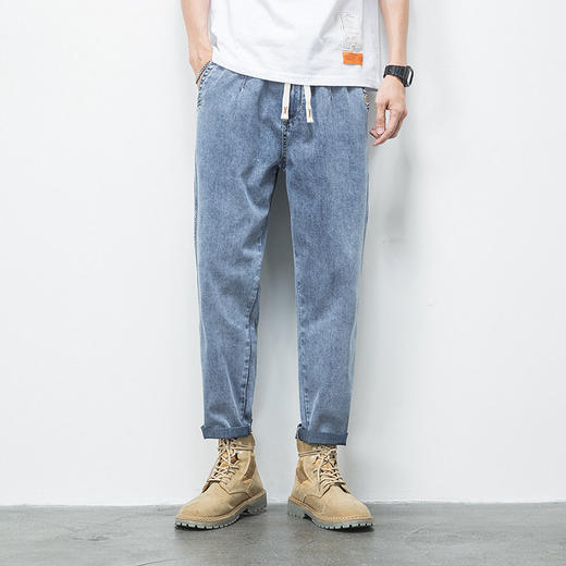 【DYG】大依优型大码男装春季直筒九分裤透气户外运动休闲百搭胖子牛仔裤 商品图1