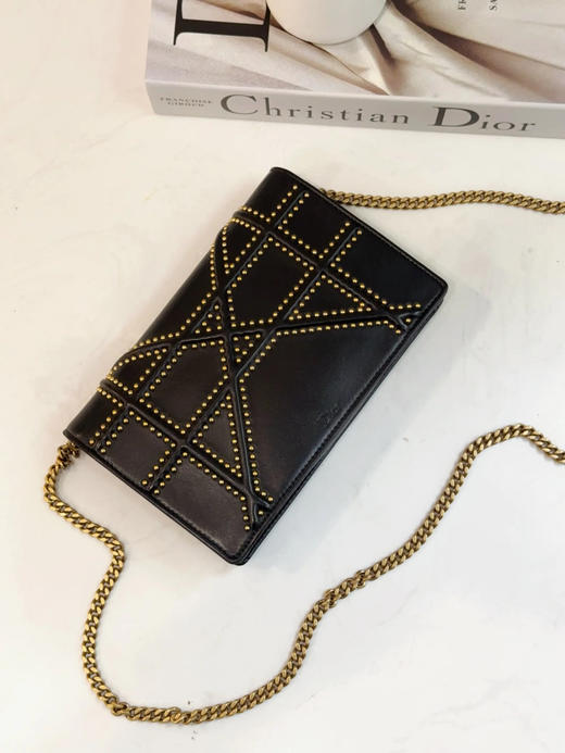 Dior mini 黑金 牛皮 盾牌包 商品图1