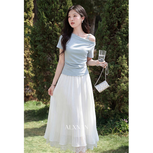 鹿向南「雨季渐晴」韩系简约气质慵懒感显瘦短袖T恤女夏显瘦上衣 商品图2