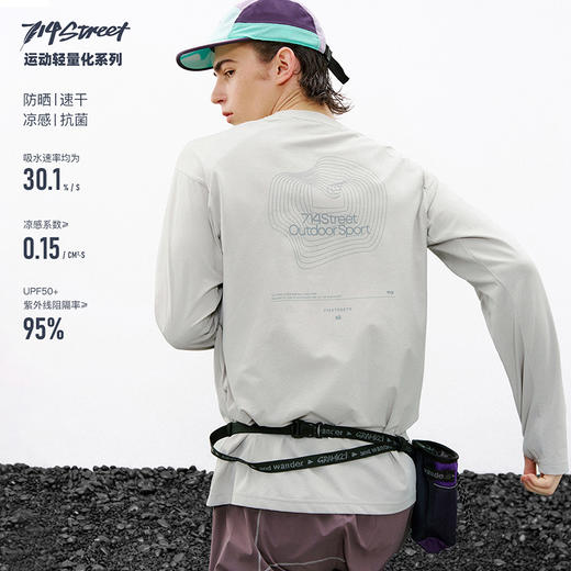 714street7A抗菌防晒速干几何印花长袖上衣2026新款圆领T恤男女 商品图0