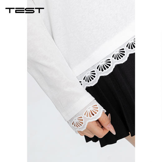春上新小众设计感蕾丝花边拼接长袖T恤1261047 商品图3