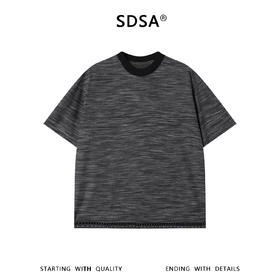 SDSA男装2026新款高贵轻奢细条纹肌理撞色领口下摆短袖T恤百搭潮