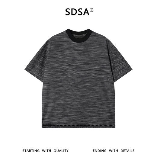 SDSA男装2026新款高贵轻奢细条纹肌理撞色领口下摆短袖T恤百搭潮 商品图0