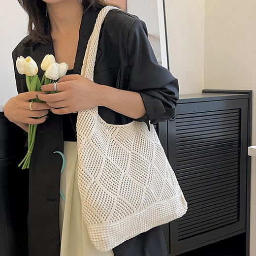 大容量编织单肩腋下包托特包女新款夏季海边休闲度假学院包 商品图3