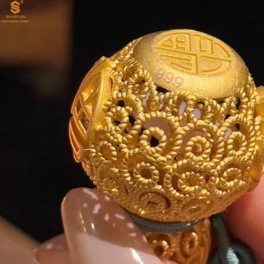 【香港周六福黄金钻石首饰】福禄双喜聚福K金花丝挂饰 约10克 商品图2