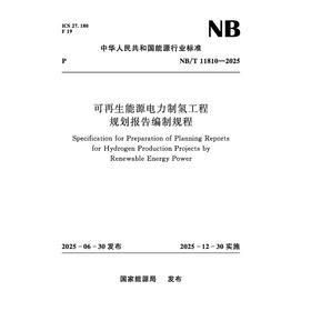 可再生能源电力制氢工程规划报告编制规程 NB/T 11810—2025