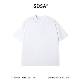 SDSA男装2026新款高贵轻奢潮牌领口铆钉设计短袖T恤百搭宽松上衣