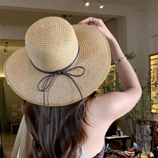 法式大帽檐草帽女春新款度假风海边太阳帽可折叠遮阳帽子潮 商品图0