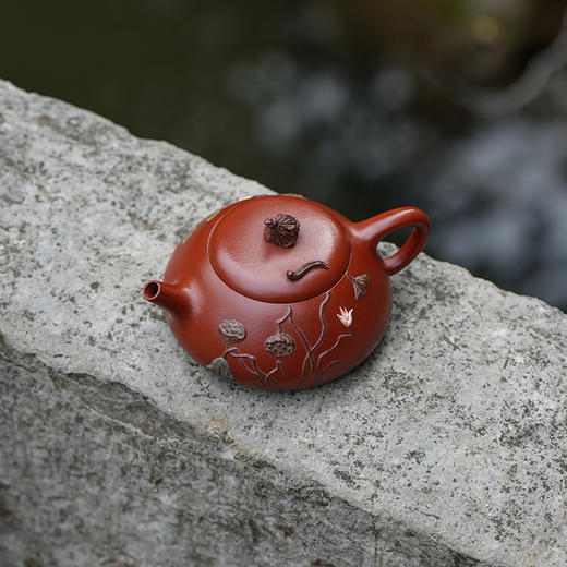 龙德堂陶艺 汤宣武制《荷塘春秋》原矿大红袍 140cc 库存请咨询客服 商品图3