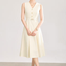 「高货wl」全新升级【铂金会员367/天猫489/差价122】(12516)洛诗琳知性高级感无袖连衣裙2026新款修身通勤显瘦A字裙