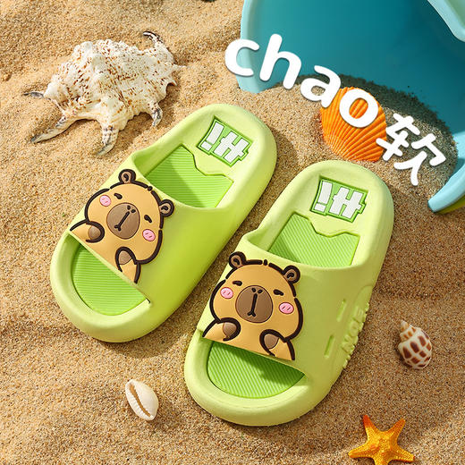 【透气防臭！云端踩屎感】2026夏季卡通儿童室内宝宝卡皮巴拉潮流款小学生鞋洗澡防滑防臭拖。xb 商品图3