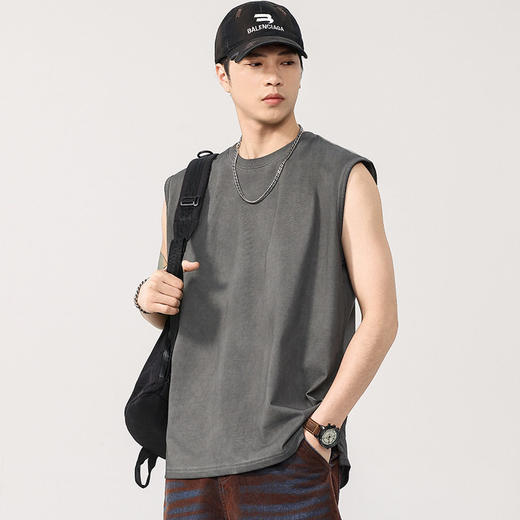 【DYG】大依优型大码男装夏季运动背心无袖重磅棉质T恤宽松坎肩篮球背心 商品图2