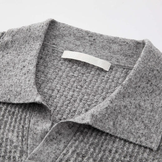 NPC潮牌老钱风华夫格肌理海鸥领男士短袖POLO衫亚麻混纺NP62TP14 商品图2