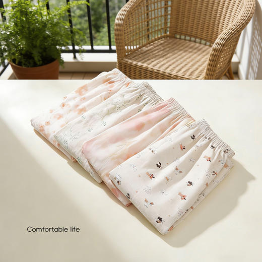 【商场同款】熳洁儿 春夏印花单裤百搭显瘦阔腿裤花花裤带口袋26203020 商品图6