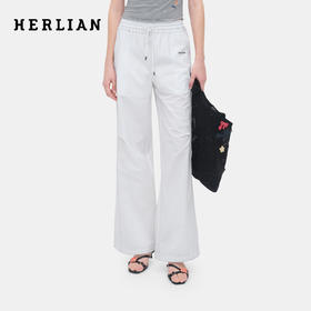 HERLIAN 2026年夏季新品腰头褶皱花边设计女士直筒百搭休闲长裤