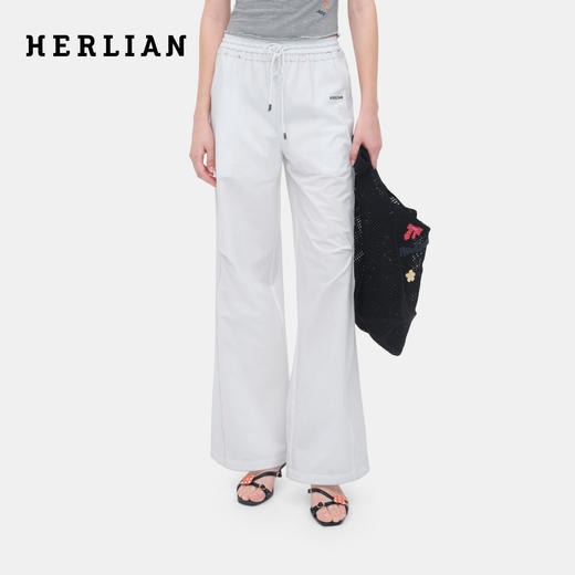 HERLIAN 2026年夏季新品腰头褶皱花边设计女士直筒百搭休闲长裤 商品图0