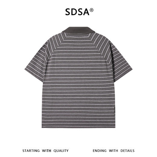 SDSA男装2026新款高贵轻奢潮牌撞色条纹小V翻领短袖T恤百搭时尚 商品图4