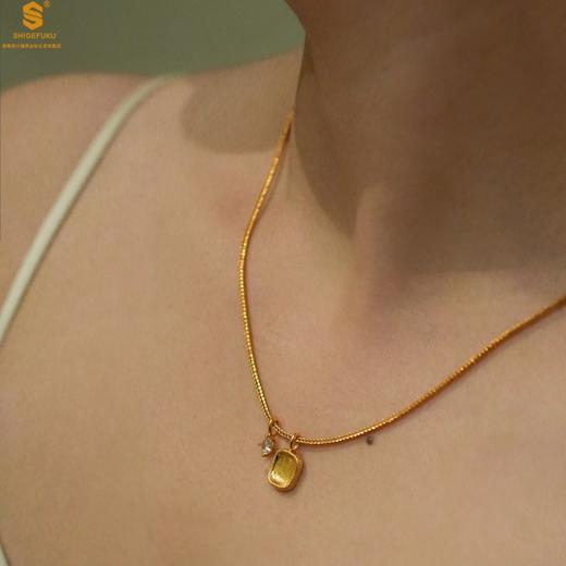 【香港周六福黄金钻石首饰】流光溢彩星耀方糖K金项链 约4.4克 商品图2