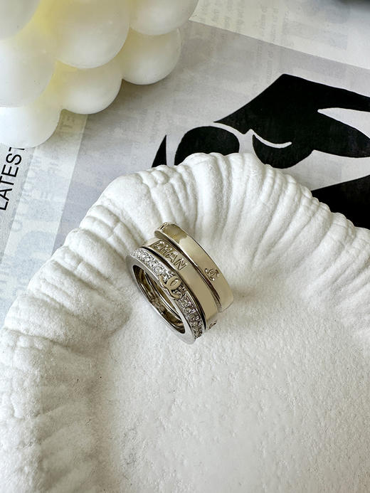 THS-无 香家  三合一戒指 素圈+双C钻饰戒指 3合一戒指 2款 CU1287 商品图3