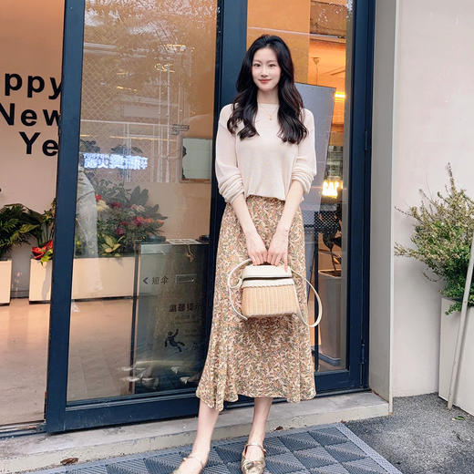 火桐hooton铂金系列 暖枝 双层真丝乔其半裙 商品图4