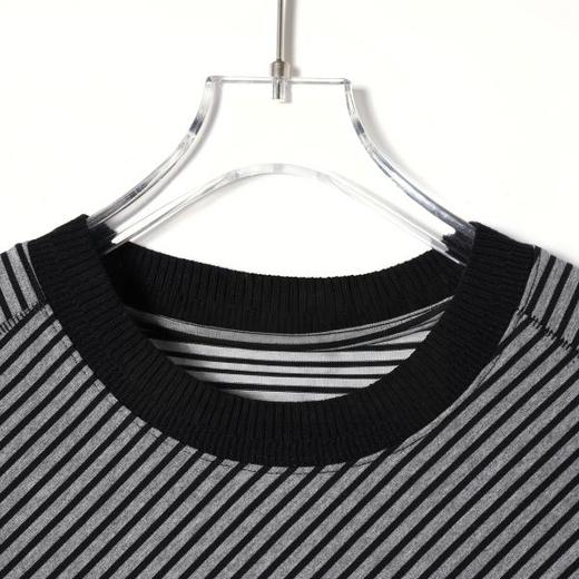 SDSA男装2026新款高贵轻奢潮牌时尚撞色斜纹圆领短袖T恤百搭上衣 商品图2