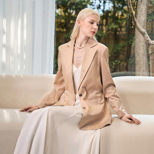 Solo seta女士桑蚕丝纯色西装上衣职业装通勤正装2026春季新款 商品图2