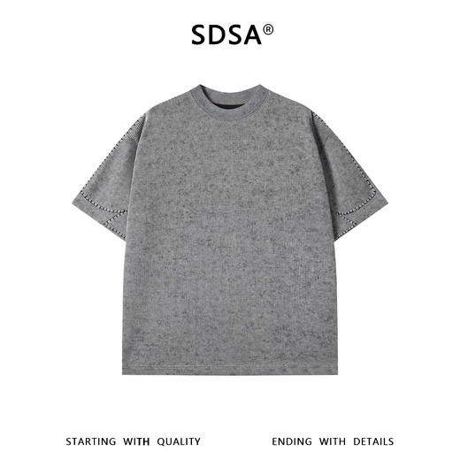 SDSA男装2026新款高贵轻奢美式简约明线圆领短袖T恤百搭时尚上衣 商品图0