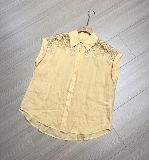 原单新款100%苎麻小飞袖勾花衬衫 商品图4