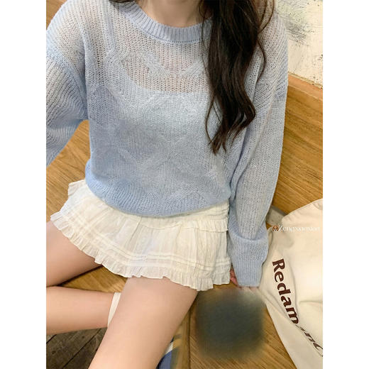 <曾小咸推荐>4.2现货秒杀 ！微信超特价！韩系镂空针织衫 日常159.99 立减80 秒杀79.99！！ 商品图3