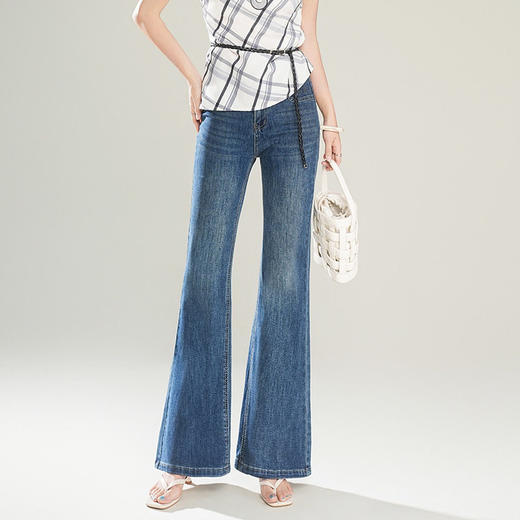 「自」全新升级【铂金会员174/天猫229/差价55】(20007)洛诗琳设计感高腰微喇牛仔裤女2026夏季新款显瘦直筒长裤 商品图2