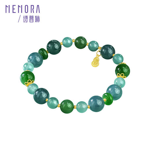 【新品首发】琳琅雅玉系列 黄色18K金葫芦蓝水碧玉双拼手链 蓝色翡翠和田玉MEMORA诗普琳JB003901 商品图6