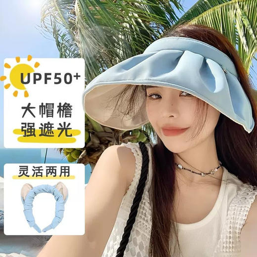 夏季防空顶太阳帽子紫外贝壳新款防晒帽女发箍遮阳帽骑车沙滩遮脸 商品图1