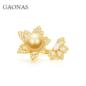 GAONAS  贵气臻奢12mm金色花朵珠戒指11943JGO