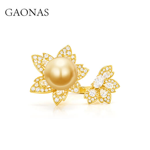 GAONAS  贵气臻奢12mm金色花朵珠戒指11943JGO 商品图0