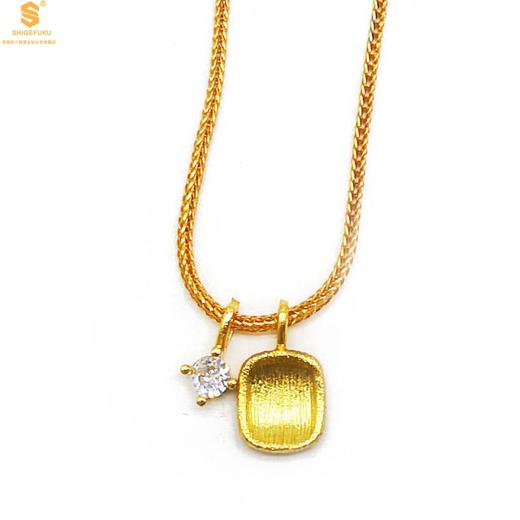 【香港周六福黄金钻石首饰】流光溢彩星耀方糖K金项链 约4.4克 商品图0