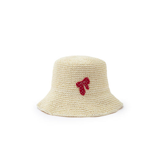 HERLIAN 2026年春季新品蝴蝶结贴布绣镂空女士编制渔夫帽 商品图4