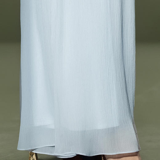 【林栖设计小店】雨霁晴空|远空蓝优雅垂感百搭压褶2026夏新款阔腿裤子 商品图2