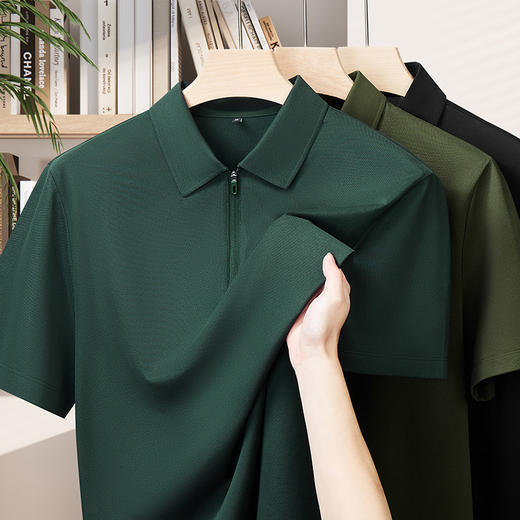【DDS】【新疆棉】大依优型大码男装半拉链短袖POLO衫纯色百搭休闲上衣 商品图1