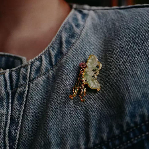 龢盒原创 银镶清老翡翠蝴蝶胸针 商品图3