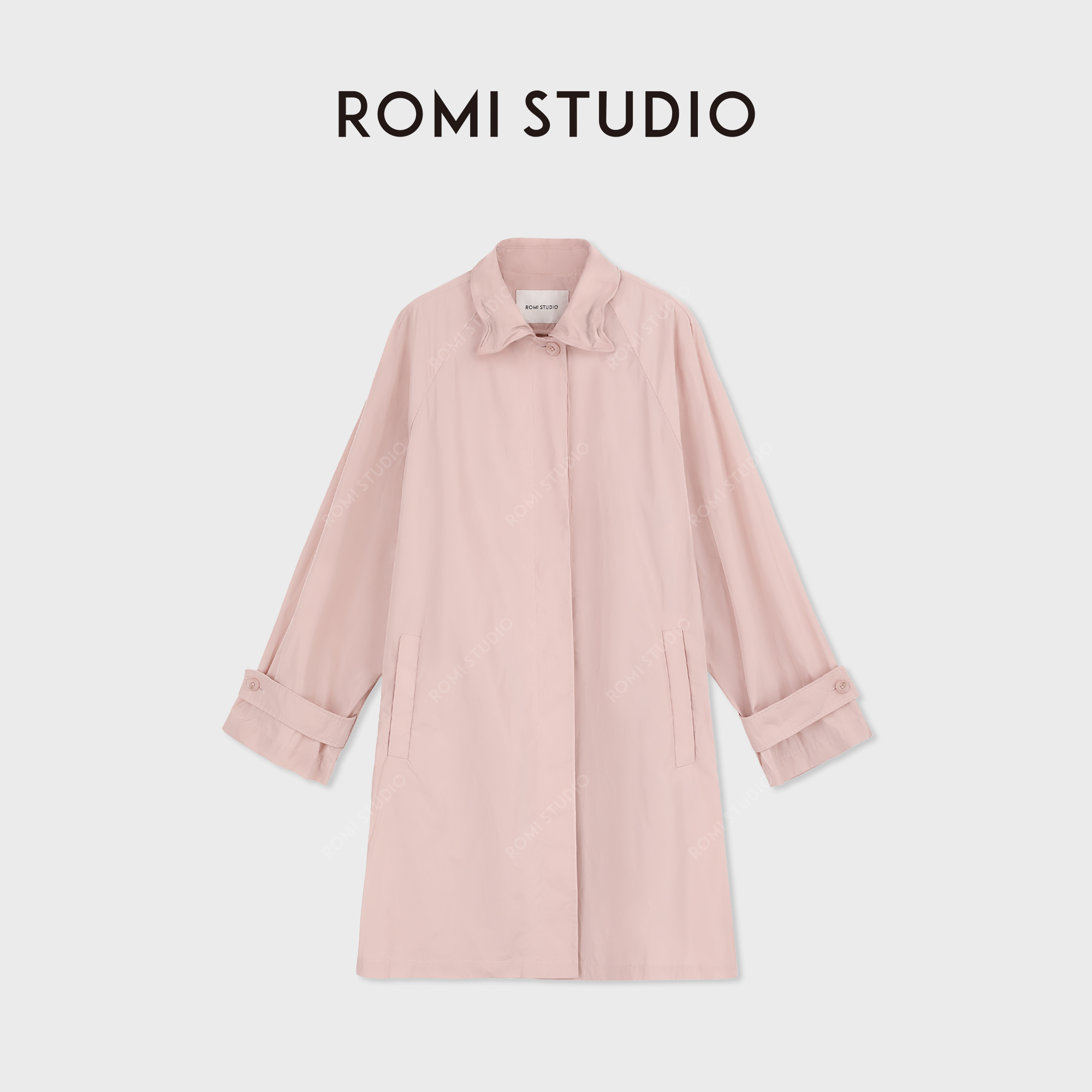 ROMI STUDIO“慵懒随性”轻薄挺括插肩袖翻领长款风衣 RWDSWU2345
