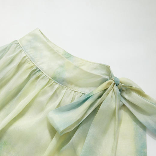 【限时秒杀】西遇挂脖两件套夏季新款套装法式度假风清新晕染绑带搭同色半身裙P1841579P1841579 商品图4