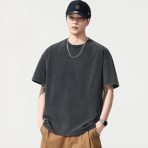 【DYG】大依优型大码男装夏季圆领短袖T恤纯棉重磅美式复古短袖上衣胖子 商品图1