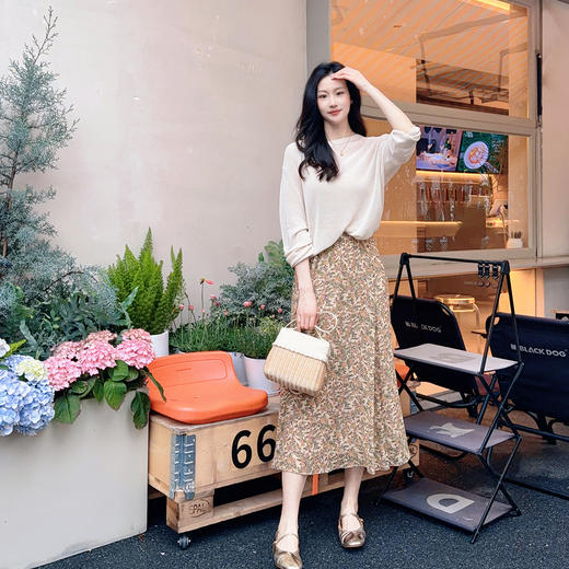 火桐hooton铂金系列 暖枝 双层真丝乔其半裙 商品图1