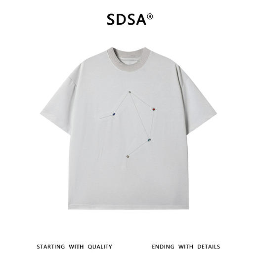 SDSA男装2026新款高贵轻奢座线迹彩石装饰宽松短袖T恤百搭时尚 商品图0
