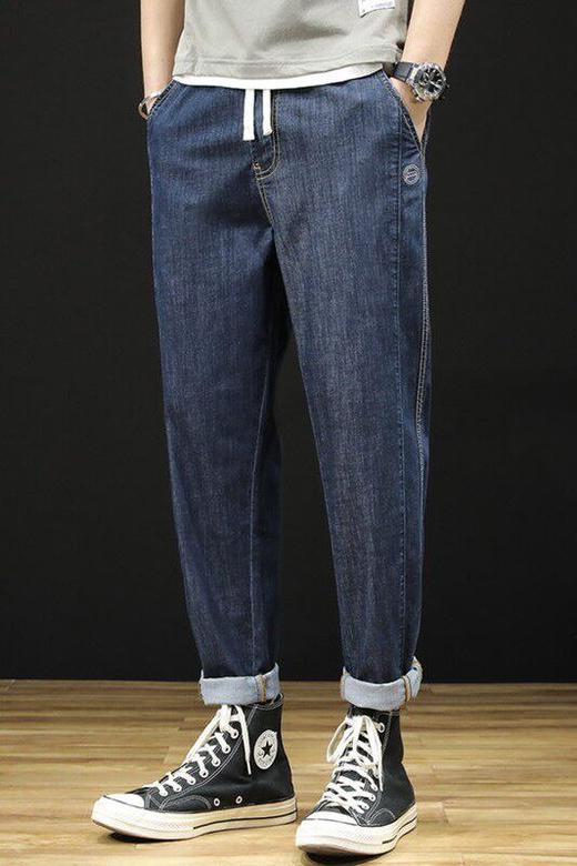 【DYG】大依优型大码男装夏季牛仔裤长裤透气时尚休闲百搭哈伦裤胖哥 商品图5